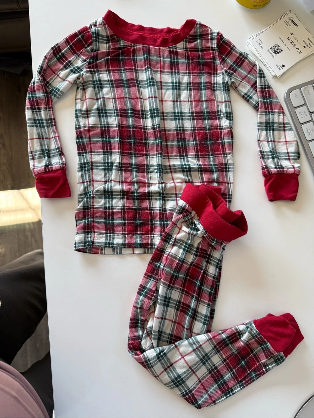 Little sleepies, 12-18 months red Plaid Kids Pajama Set - bambok